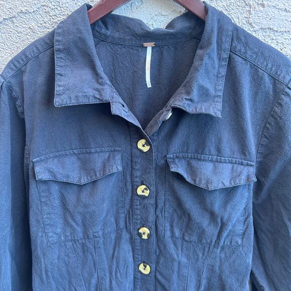 Free People Audrey Black Midi Dress Size Large - Picture 4 of 6